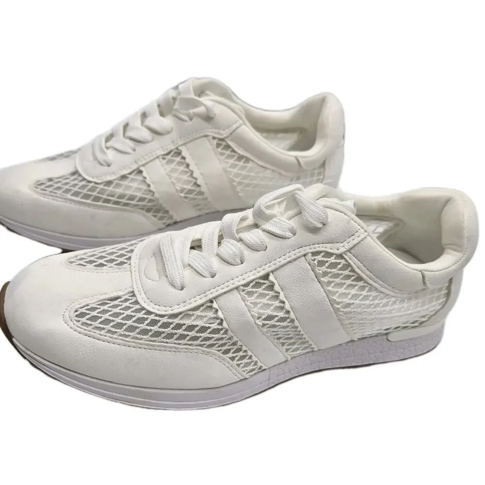 Dolce Vita Jammy Woven Mesh Sneakers Sz 10 White Womens Lace Comfort Breathable